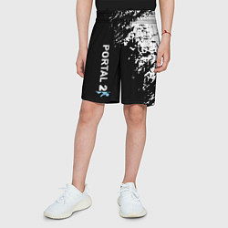 Шорты детские Portal краски черно белый, цвет: 3D-принт — фото 2