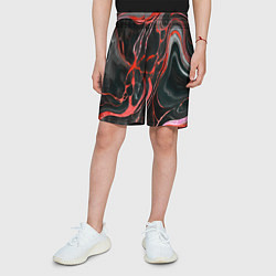 Шорты детские Красно-чёрный мрамор, цвет: 3D-принт — фото 2
