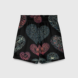 Шорты детские Сердца в виде узоров, цвет: 3D-принт