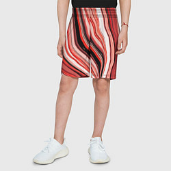 Шорты детские Волнистые вертикальные чёрно-красные полосы, цвет: 3D-принт — фото 2