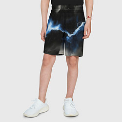 Шорты детские Синий разлом на черной плите текстура, цвет: 3D-принт — фото 2