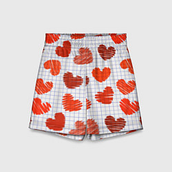 Шорты детские Сердца на бумаге, цвет: 3D-принт