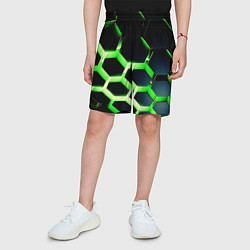 Шорты детские Neon Honeycombs, цвет: 3D-принт — фото 2