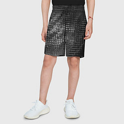 Шорты детские Тёмный чёрно-серый абстарктный, цвет: 3D-принт — фото 2