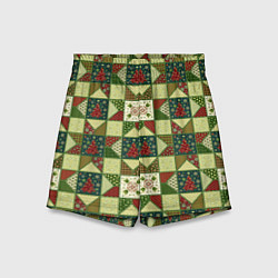 Шорты детские Лоскутный рождественский узор, цвет: 3D-принт
