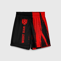Шорты детские West Ham - red gradient по-вертикали, цвет: 3D-принт