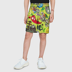 Шорты детские Растения против зомби с героями, цвет: 3D-принт — фото 2