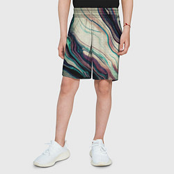 Шорты детские Абстракция тёмные краски с текстурой, цвет: 3D-принт — фото 2