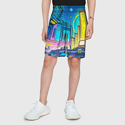 Шорты детские Космический город, цвет: 3D-принт — фото 2