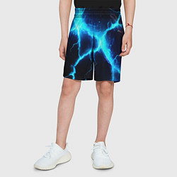Шорты детские Голубой разлом из молний, цвет: 3D-принт — фото 2