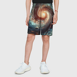Шорты детские Далёкая неоновая галактика - нейросеть, цвет: 3D-принт — фото 2