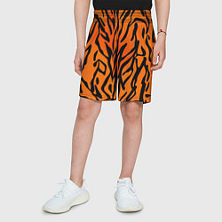Шорты детские Тигровый огненный паттерн, цвет: 3D-принт — фото 2