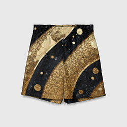 Шорты детские Выпуклая золотая текстура на черном, цвет: 3D-принт
