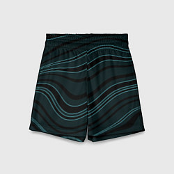 Шорты детские Тёмный синий волнистые полосы, цвет: 3D-принт