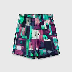 Шорты детские Абстракция бирюзовый с розовым геометричный, цвет: 3D-принт