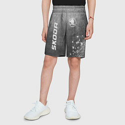 Шорты детские Skoda - grey gradient вертикально, цвет: 3D-принт — фото 2