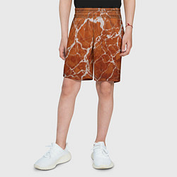 Шорты детские Темно-оранжевый мрамор, цвет: 3D-принт — фото 2