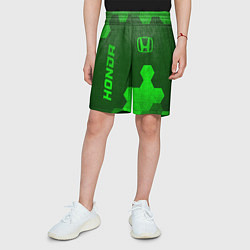 Шорты детские Honda - green gradient вертикально, цвет: 3D-принт — фото 2