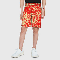 Шорты детские Пятнистый красно-жёлтый, цвет: 3D-принт — фото 2