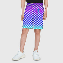 Шорты детские Monster шахматная клетка градиент, цвет: 3D-принт — фото 2