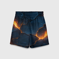 Шорты детские Разлом плит с огнем, цвет: 3D-принт