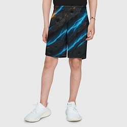 Шорты детские Камуфляж с неоновыми синими вставками, цвет: 3D-принт — фото 2