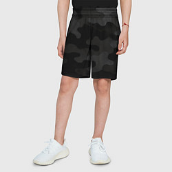 Шорты детские Черно-серая текстура камуфляжа, цвет: 3D-принт — фото 2
