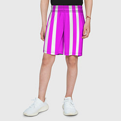 Шорты детские Color white pink stripes, цвет: 3D-принт — фото 2