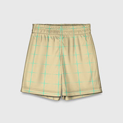 Шорты детские Color beige green crosses, цвет: 3D-принт