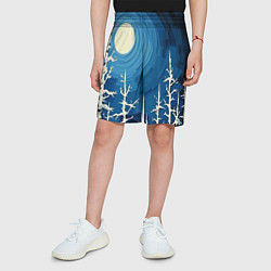 Шорты детские Полнолуние и берёзы акрилом, цвет: 3D-принт — фото 2