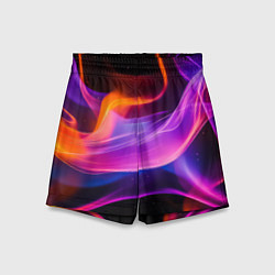 Шорты детские Разноцветный неоновый огонь, цвет: 3D-принт