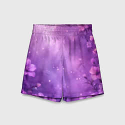 Шорты детские Волшебные цветы в фиолетовой дымке, цвет: 3D-принт