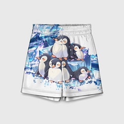 Шорты детские Пингвины и лёд, цвет: 3D-принт