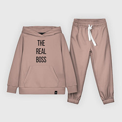Костюм хлопковый детский The real boss!, цвет: пыльно-розовый