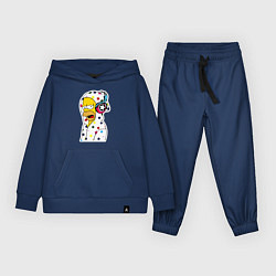 Костюм хлопковый детский Гомер Симпсон в звёздном балахоне и в наушниках, цвет: тёмно-синий