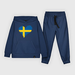Костюм хлопковый детский Сердце - Швеция, цвет: тёмно-синий