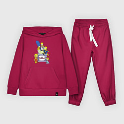 Костюм хлопковый детский Семейка Симпсонов в праздничных нарядах, цвет: маджента
