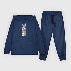 Костюм хлопковый детский Кролик с морковкой, цвет: тёмно-синий