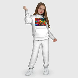 Костюм хлопковый детский Лоскутная мозаика - пэчворк, цвет: белый — фото 2