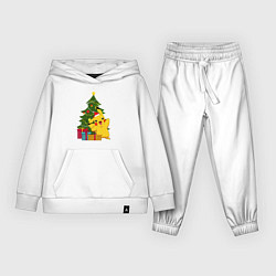 Костюм хлопковый детский Новогодний Пикачу и елка, цвет: белый