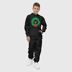 Костюм хлопковый детский Рождественский венок с оленем, цвет: черный — фото 2