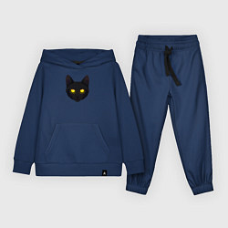 Костюм хлопковый детский Черный кот с сияющим взглядом, цвет: тёмно-синий