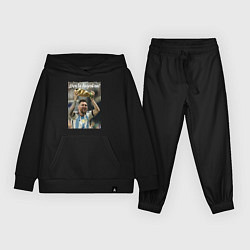 Костюм хлопковый детский Lionel Messi - world champion - Argentina, цвет: черный