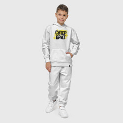 Костюм хлопковый детский Супер брат со звездами, цвет: белый — фото 2