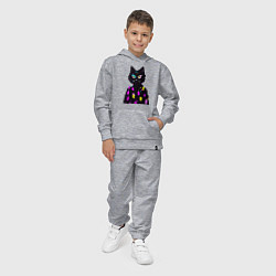 Костюм хлопковый детский Котяра в модном свитере - неон, цвет: меланж — фото 2