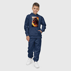 Костюм хлопковый детский Огненный горящий голем, цвет: тёмно-синий — фото 2