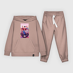 Костюм хлопковый детский BTS art anime style, цвет: пыльно-розовый