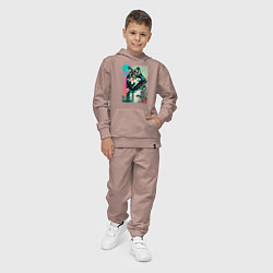 Костюм хлопковый детский Волчара модник - нейросеть, цвет: пыльно-розовый — фото 2