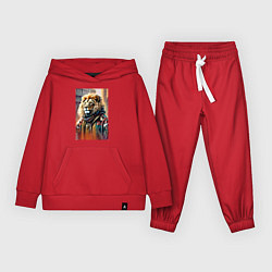 Костюм хлопковый детский Лев в драной куртке - хиппи, цвет: красный