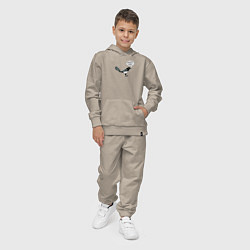 Костюм хлопковый детский Сорока с прикольной надписью - позолоти ручку, цвет: миндальный — фото 2